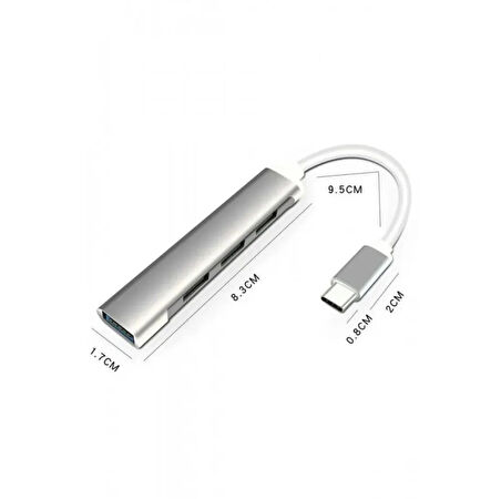 TYPE-C TO USB HUB 4 PORT ÇOKLAYICI MACBOOK İLE UYUMLU ÇOĞALTICI