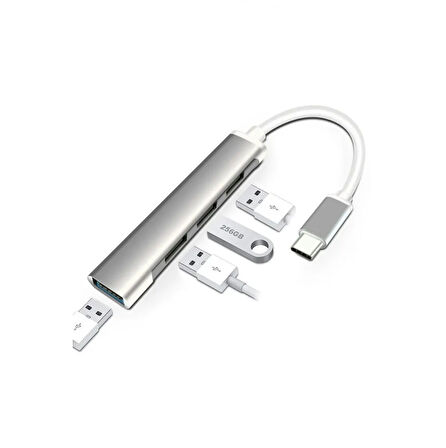 TYPE-C TO USB HUB 4 PORT ÇOKLAYICI MACBOOK İLE UYUMLU ÇOĞALTICI