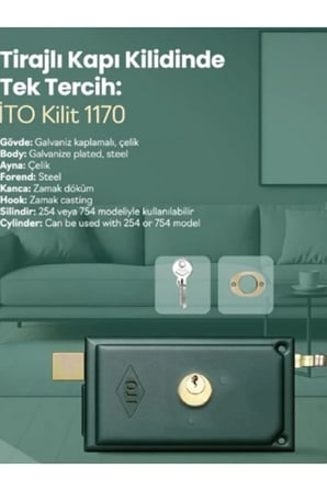 İto 1170K Tirajlı Kapı Kilitleri Karşılıksız 140 Mm , Yeşil