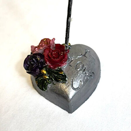 Uretti - Hülya 6683 El Yapımı Kalpli Dekoratif Notluk / Masaüstü Aksesuarı