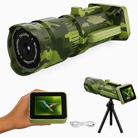 Monoküler Teleskop 1080P HD Uzun Pil Ömrü 16X Katlanabilir Tripod Seyahat Için Ekranlı Müzik Oyun