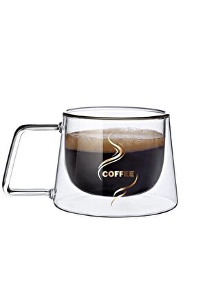 Çift Camlı Katmanlı Çift Cidarlı Coffee Kupa Fincan 200 Ml