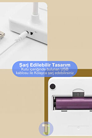 Technojet Usb Şarjlı Beyaz Telefon Tutucu Masa Lambası Farklı Renk Seçenekli Şık Gece Lambası Ofis