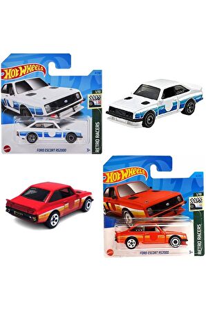 Hot Wheels - Ford Escort Rs2000 Beyaz & Kırmızı 2 Araç Set (1:64) 
