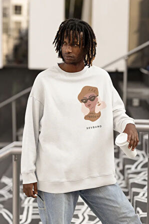 Özel Tasarım Şapkalı Kadın Baskılı Unisex Oversize Sweatshirt