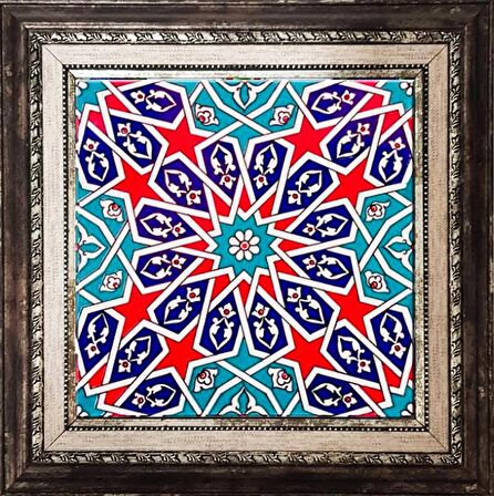 Armada Çini 20x20 Cm Ac 28 Geometrik Desenli İznik Kırmızı Çini Pano