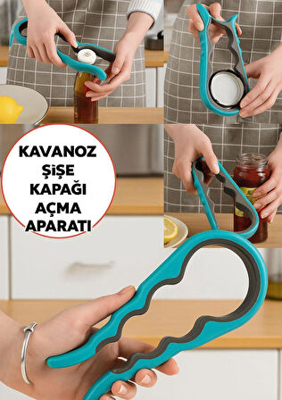Kavanoz ve Şişe Kapağı Açma Aparatı - Kaymaz Çok Amaçlı Pratik Kapak Açıcı