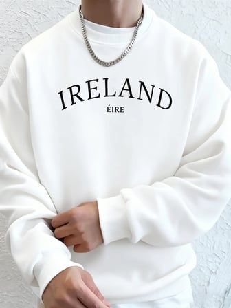 İrlanda Eire Mektup Yaratıcı Baskı Erkekler Sonbahar Hoodie Rahat Yumuşak Tişörtü Moda Sokak