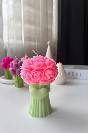 Gül Demeti Figürlü Soya ve Bal Mumu Çiçek Kokulu