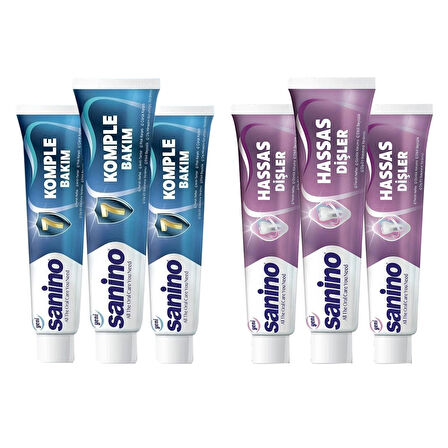 Sanino Diş Macunu 75 ml Hassas Dişler ve Komple Bakım 6 lı Karma Paket
