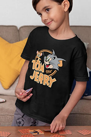Tom And Jerry Baskılı Unisex Çizgi Film Çocuk Tişört (1-12 YAŞ)