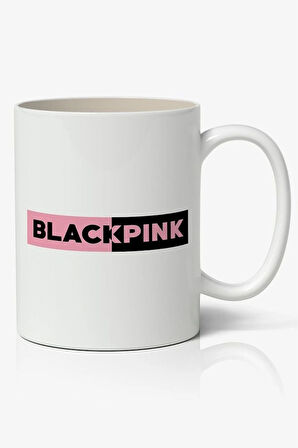 Black Pink Logolu Beyaz Anime Kupa Bardak Sevgiliye Arkadaşa Hediye