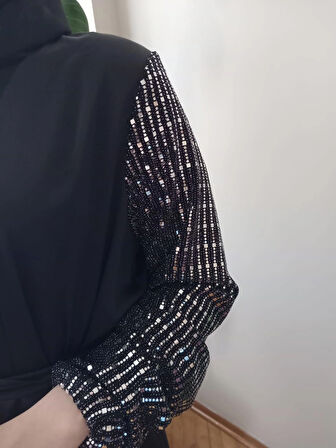 Payetli abaya elbise