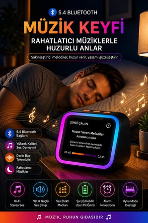 Yapay Zeka Sesli Asistan Akıllı Bluetooth Hoparlör AI Sohbet 21 Dil Çeviri Dokunmatik Ekran Dijital Masa Saati Bluetooth 5.4