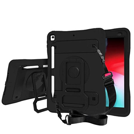 Apple iPad 10.2 2021 (9.Nesil) Uyumlu Yeni Nesil Kalem Bölmeli Defender Silikon Tablet Kılıfı Tam Koruma