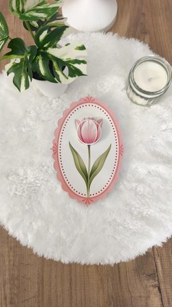 Pamuğum Atelier Pembe Lale Desenli Krem Kutulu Nişan Hediyelik (15 Adet)