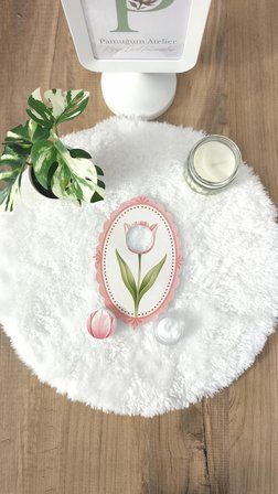 Pamuğum Atelier Pembe Lale Desenli Krem Kutulu Nişan Hediyelik (15 Adet)