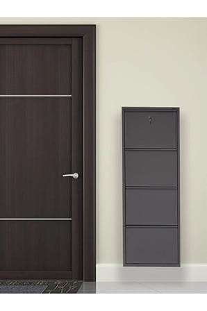 Kilitli Metal Ayakkabılık Dolabı 4 Kapaklı Duvara Monte Ergonomik Tasarım 136x50x15 cm 0.7 mm DKP Sac Ve Montaj Vidaları