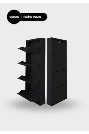 Kilitli Metal Ayakkabılık Dolabı 4 Kapaklı Duvara Monte Ergonomik Tasarım 136x50x15 cm 0.7 mm DKP Sac Ve Montaj Vidaları