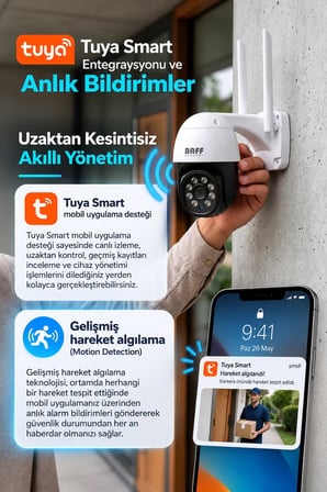 SMART-6207 WiFi PTZ Speed Dome Kamera Tuya Smart 2MP Full HD Akıllı Güvenlik Kamerası