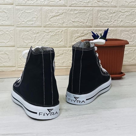 Fiyra 555 Siyah-Beyaz Uzun Unisex Sneaker Keten Spor Ayakkabı