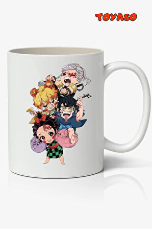 Demon Slayer İblis Keser Karakterler Temalı Anime Beyaz Kupa Bardak Sevgiliye Arkadaşa Hediye