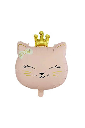 TAÇLI PEMBE KEDİ FOLYO BALON