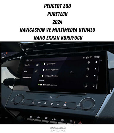 Peugeot 308 Puretech 2024 Navigasyon ve Multimedya Uyumlu Nano Ekran Koruyucu