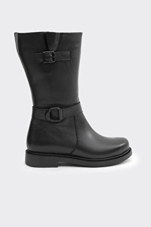 Hakiki Deri Düz Taban Kadın Çizme