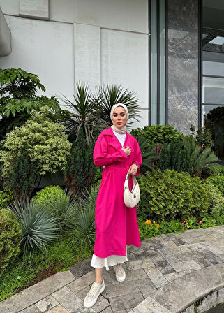 Deluna Kuşak Detay Uzun Trençkot TNS-4389