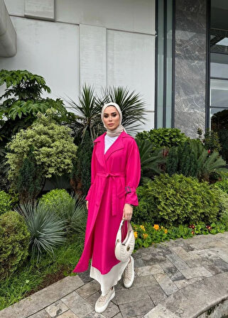 Deluna Kuşak Detay Uzun Trençkot TNS-4389