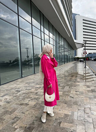 Deluna Kuşak Detay Uzun Trençkot TNS-4389