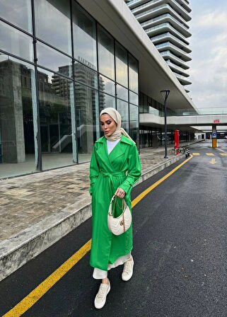 Deluna Kuşak Detay Uzun Trençkot TNS-4389