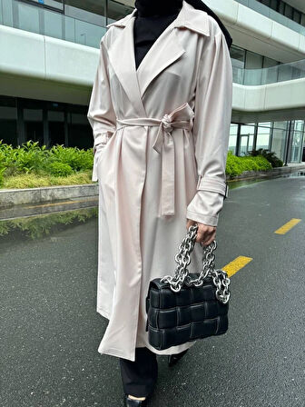 Deluna Kuşak Detay Uzun Trençkot TNS-4389