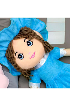 Mira Peluş Bez Bebek 45CM Mavi