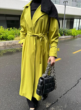 Deluna Kuşak Detay Uzun Trençkot TNS-4389