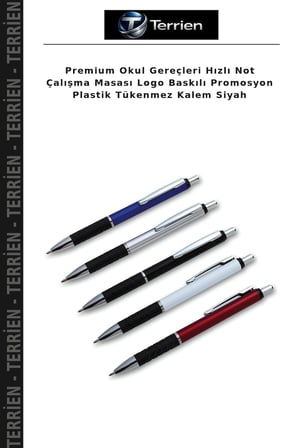 Premium Okul Gereçleri Hızlı Not Çalışma Masası Logo Baskılı Promosyon Plastik Tükenmez Kalem Siyah