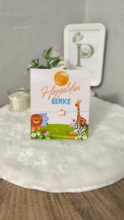 ​Pamuğum Atelier Kişiye Özel Safari Tasarım Kartlı Şans Bilekliği Misafir İçin Doğum Günü Hediyelik (100 Adet)