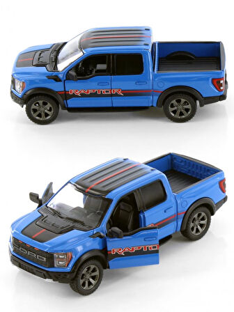 Kinsmart 2022 Ford F-150 Raptor Pickup Truck Livery Edition Diecast Araba Mavi