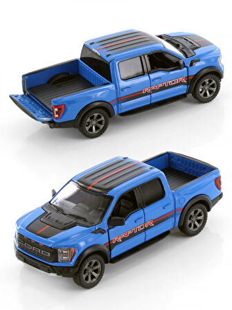 Kinsmart 2022 Ford F-150 Raptor Pickup Truck Livery Edition Diecast Araba Mavi