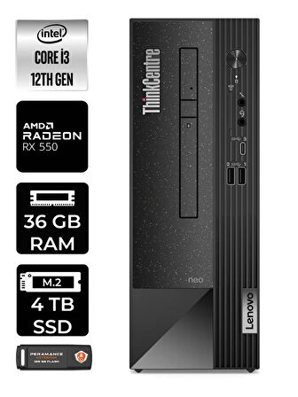 Lenovo NEO 50S i3 12100 36GB RAM 4TB SSD RX550/4GB FDOS 11SX002VTX MASAÜSTÜ PC & PER4 BELLEK