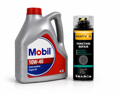 MOBİL MOTOR YAĞI 10W-40 4 Litre + Lastik Tamir Kiti 400 ml