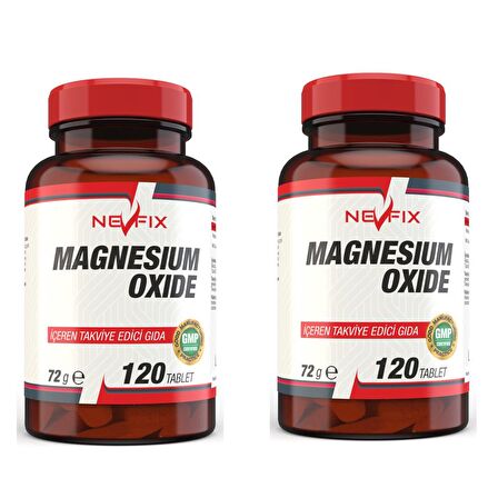 Nevfix Magnesium Oxide Magnezyum 250 Mg 120 Tablet X 2 Kutu 240 Tablet