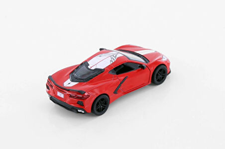 Kinsmart 2021 Chevrolet Corvette Stingray C8 Livery Edition Diecast Car Set Kırmızı