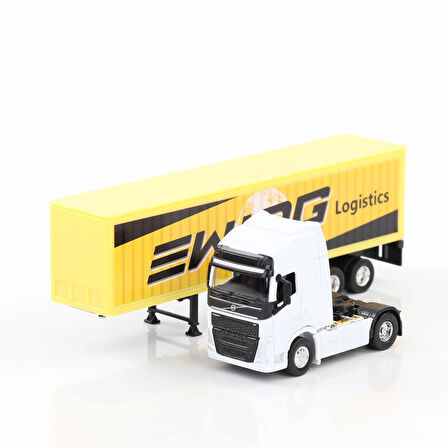 Welly 1:64 Ölçek Metal Kafalı Volvo Dorseli Tır Yaklaşık 30 Cm Beyaz