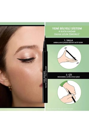 Keçe Uçlu Yoğun Siyah Eyeliner 0.55 ml Uzun Kalıcı Akma Bulaşma Karşıtı Yüksek Pigmentli Vegan