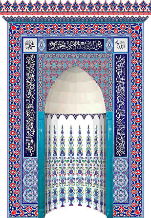 Armada Çini 180x290 KS-21 Çiçek Çinili Mescit Mihrap Cami Mihrapları