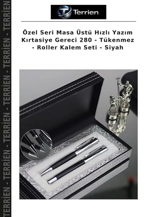 Özel Seri Masa Üstü Hızlı Yazım Kırtasiye Gereci 280 - Tükenmez - Roller Kalem Seti - Siyah