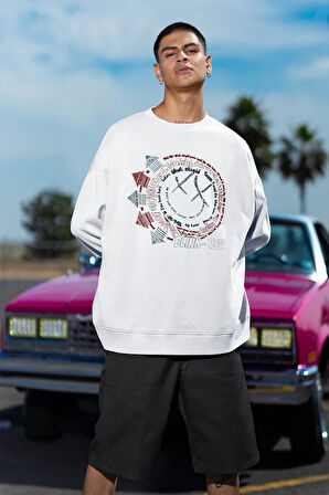 Tasarım Blink-182 Baskılı Unisex Oversize Sweatshirt