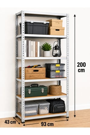 6 Katlı Çelik Elektrostatik Raf Sistemi, Dosya, Market, Ayakkabı, Çiçek, Depo, Arşiv, Kiler Rafı Boyut: 43x93x200 cm Kalınlık: 0,70 mm